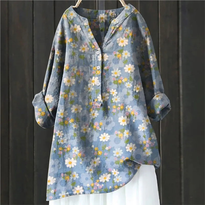 Laura | Weiche Blumenbluse mit Knöpfen