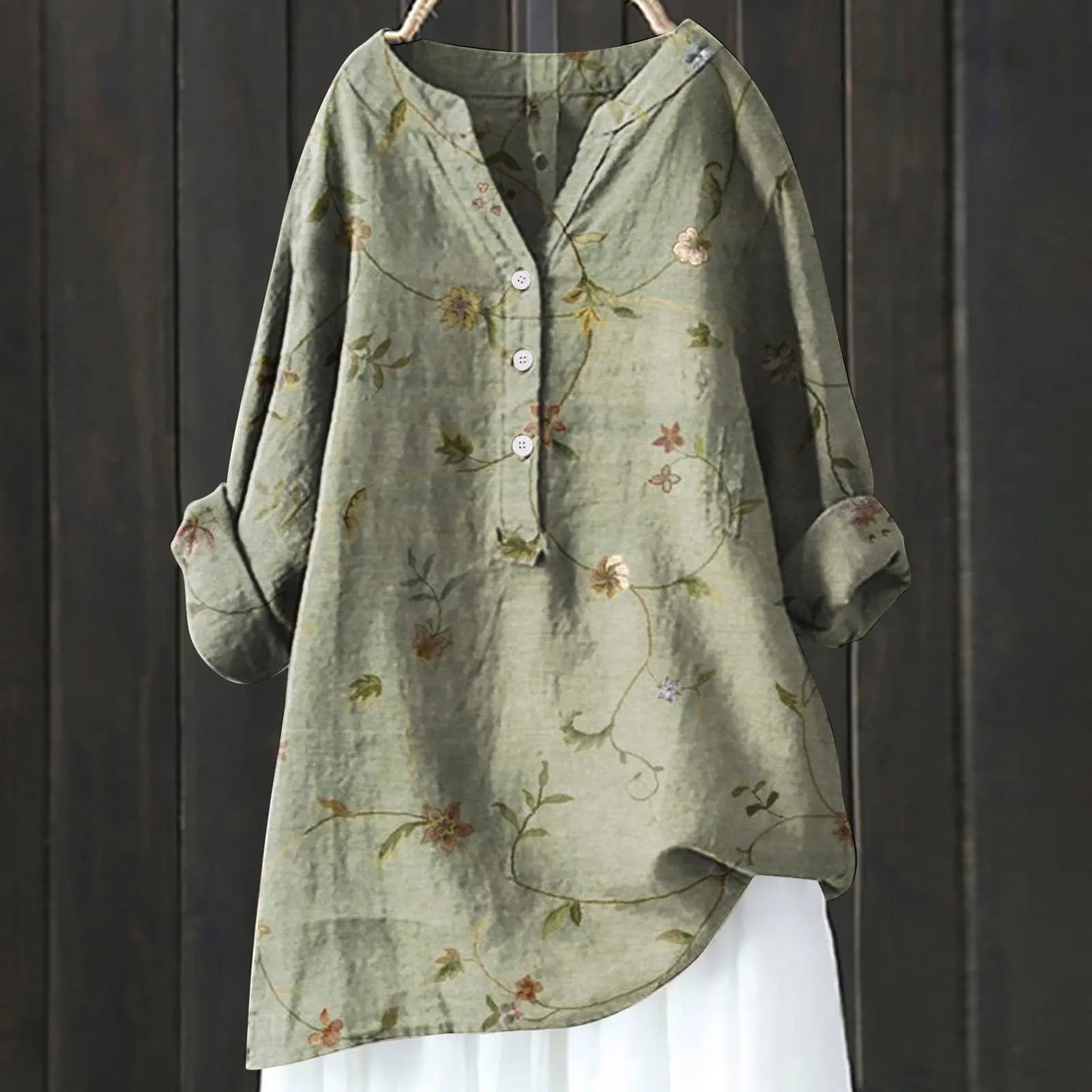 Laura | Weiche Blumenbluse mit Knöpfen