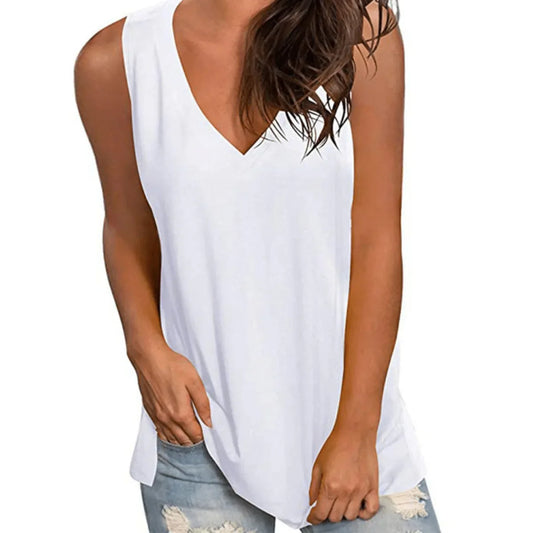 Johanna | Sommerliches Ärmelloses Loose-Fit V-Ausschnitt Top für Damen