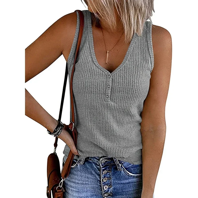 Laura | Atmungsaktives ärmelloses Sommer Top mit V-Ausschnitt für Damen