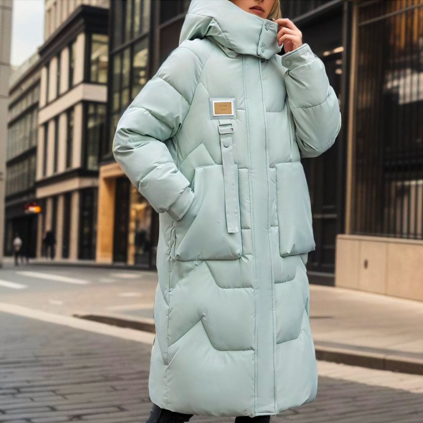 Bettina | Damen Winter-Steppmantel Lang mit Kapuze