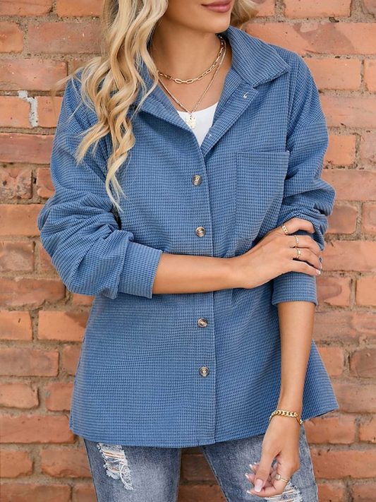 Karin | Damen Winter-Hemdjacke mit Knöpfen