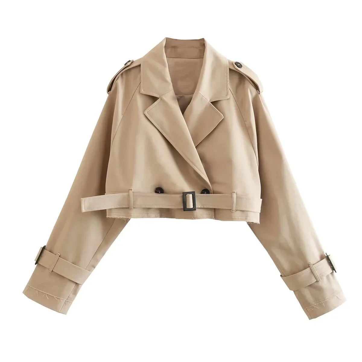 Greta | Frauen Winter-Cropped-Jacke mit Gürtel