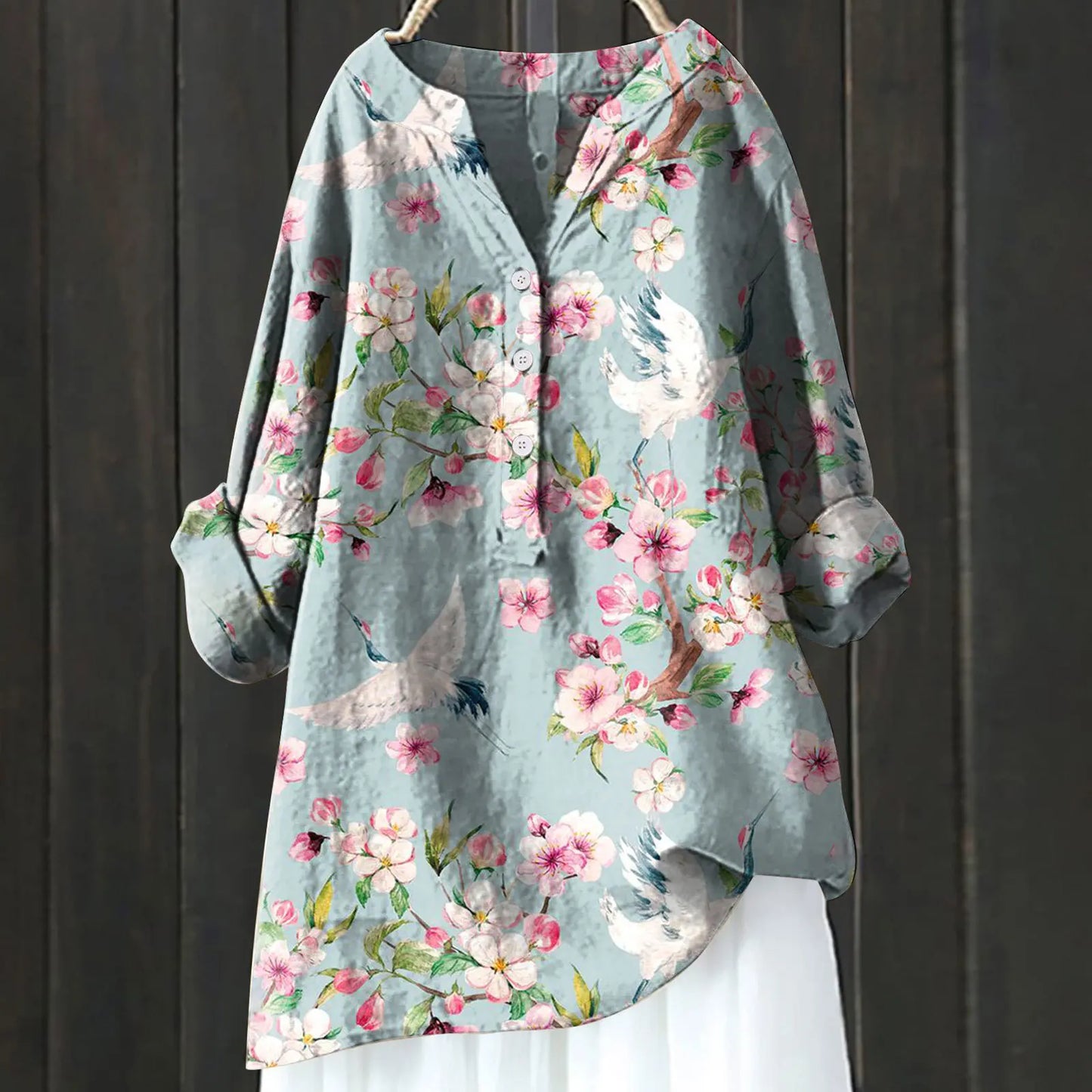 Laura | Weiche Blumenbluse mit Knöpfen
