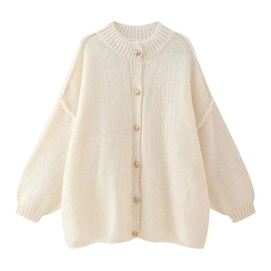 Edith | Damen Winter Strickjacke mit Knöpfen