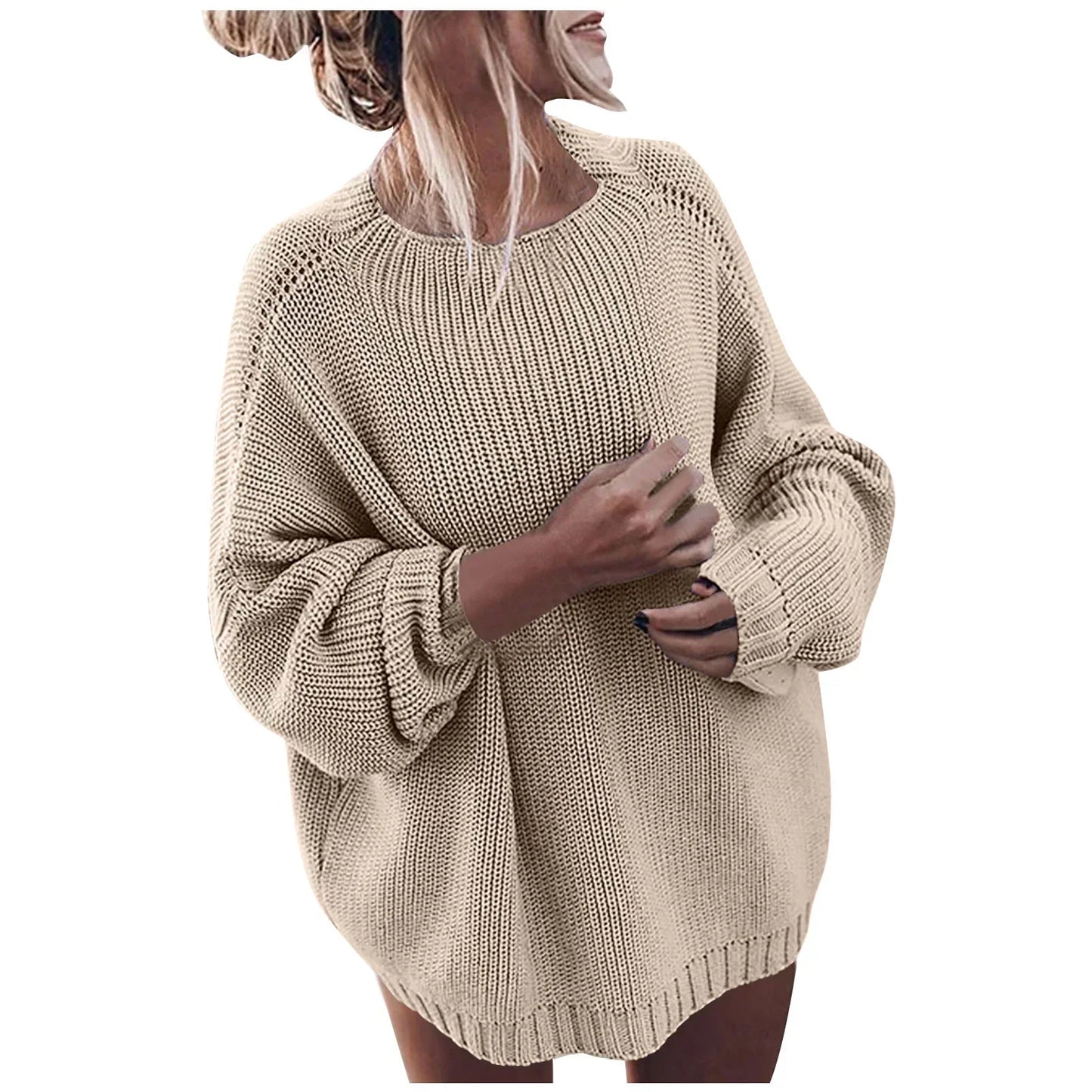 Elfriede | Damen Zweifarbiger Strickpullover mit Musterdesign