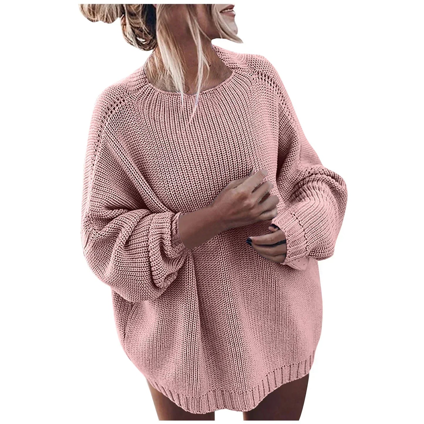 Elfriede | Damen Zweifarbiger Strickpullover mit Musterdesign