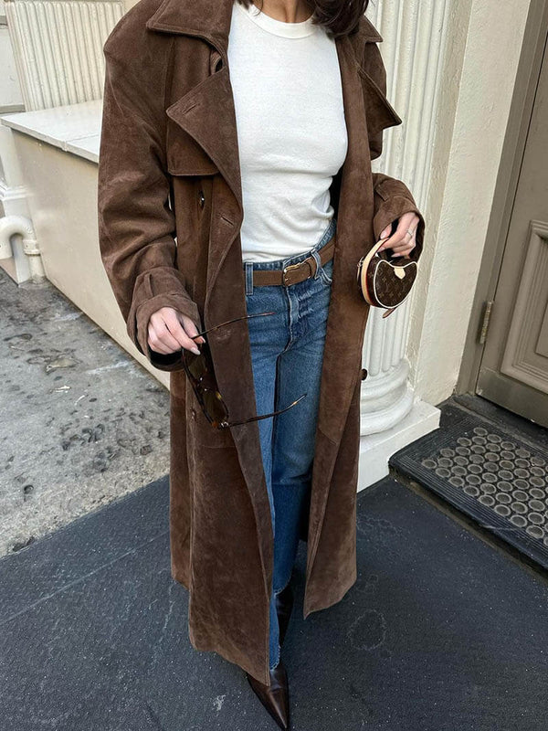 Veronika - Eleganter Wildleder Trenchcoat