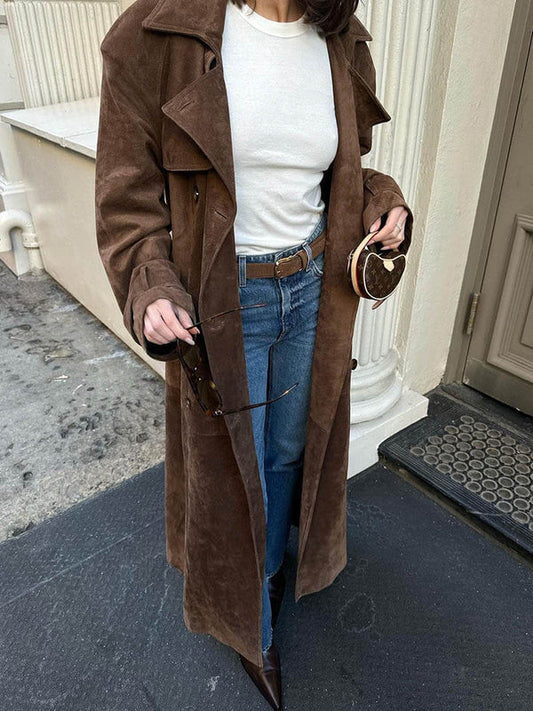 Veronika - Eleganter Wildleder Trenchcoat