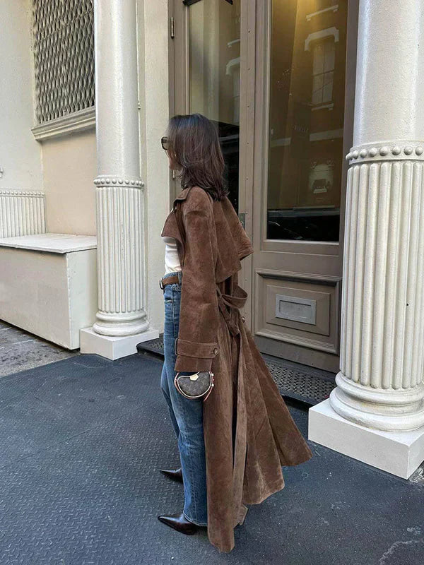 Veronika - Eleganter Wildleder Trenchcoat