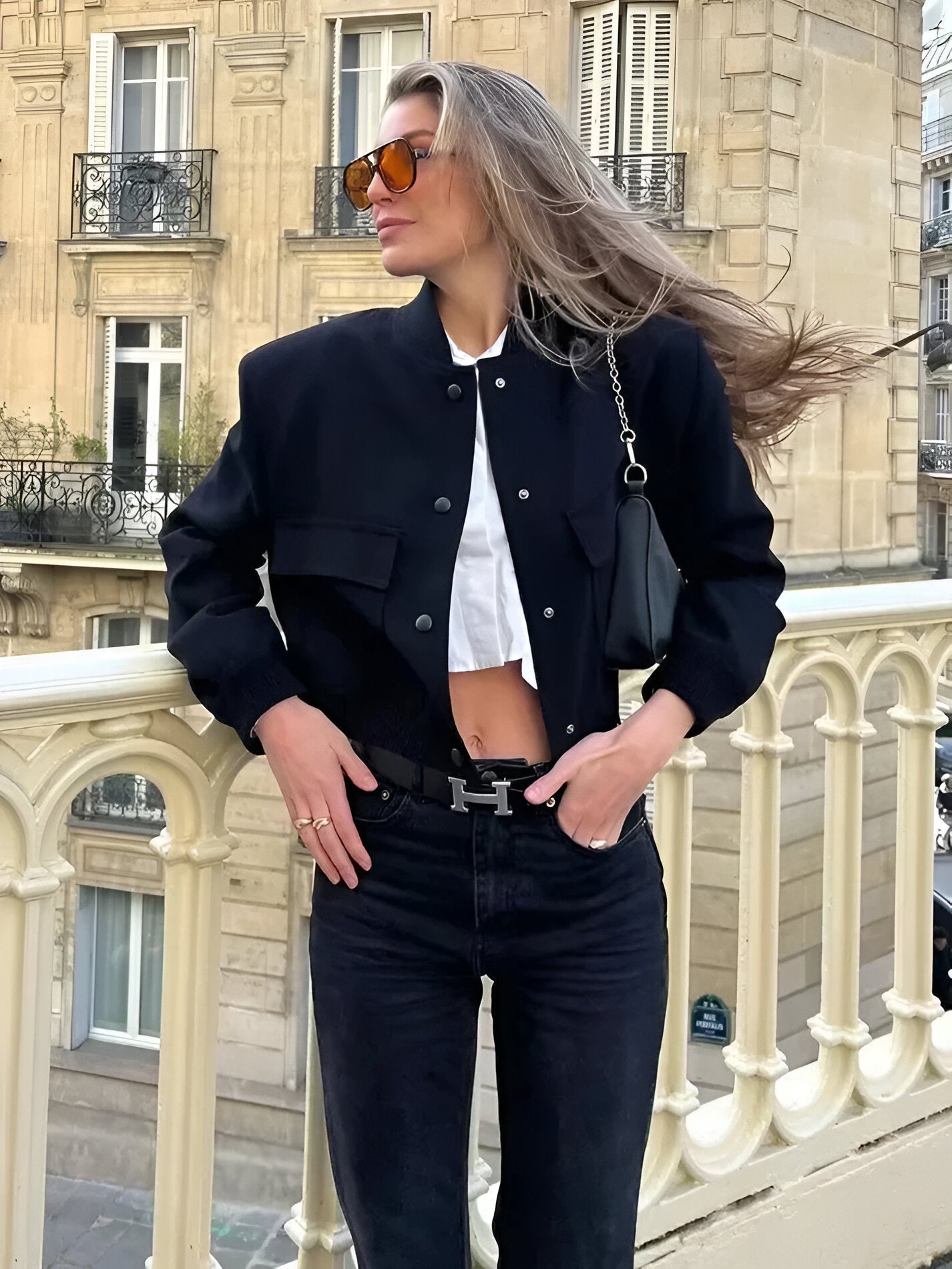Kerstin | Damen Cropped Casual Jacke mit Taschen