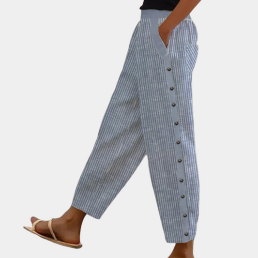 Natascha | Stylische gestreifte Hose mit seitlichen Knöpfen