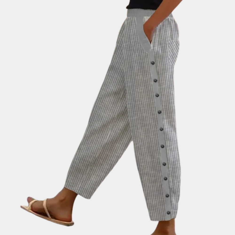 Natascha | Stylische gestreifte Hose mit seitlichen Knöpfen