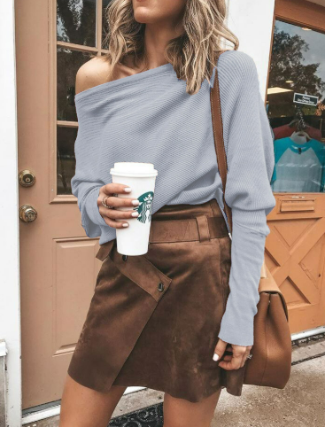 Helene | Damen Winter Lässiger Schulterfreier Pullover
