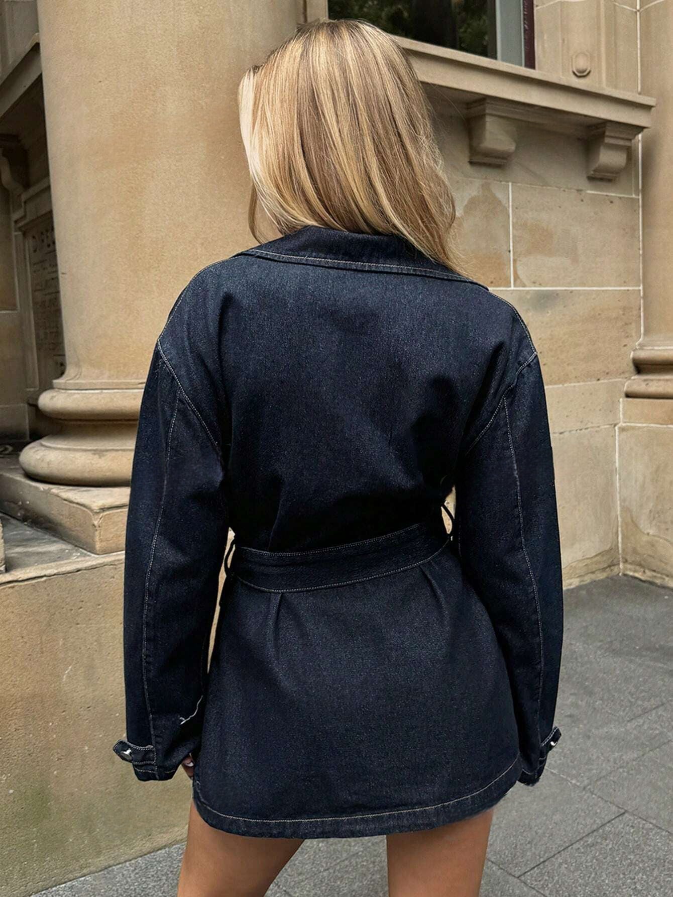 Nicole | Damen Winter-Jeanskleid mit Gürtel