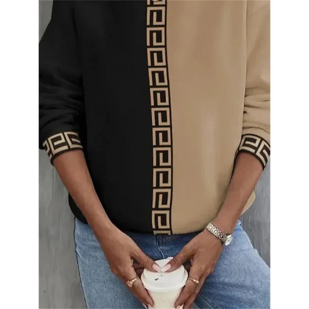 Elfriede | Damen Freizeit Sweatshirt mit Griechischer Schlüsselbordüre