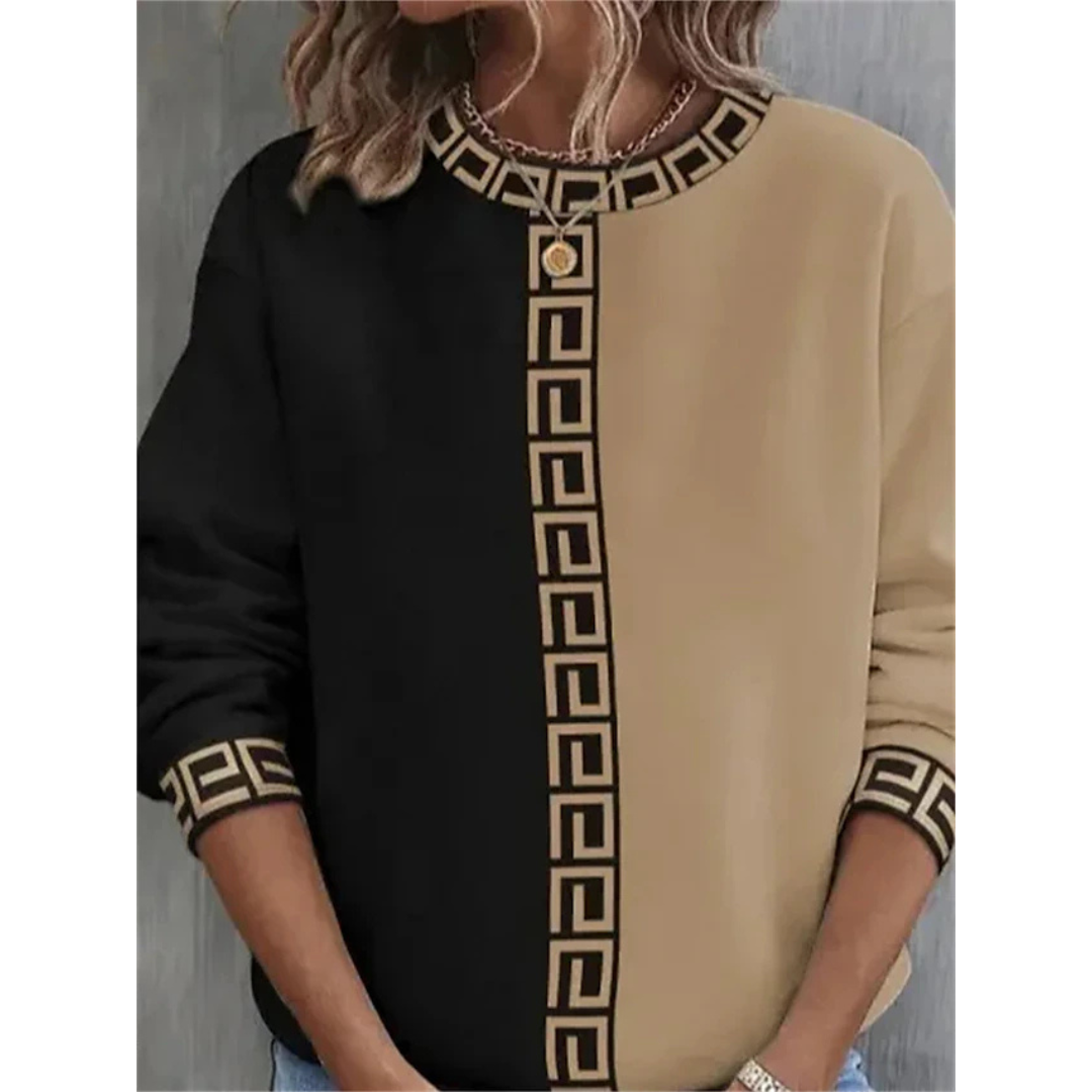 Elfriede | Damen Freizeit Sweatshirt mit Griechischer Schlüsselbordüre