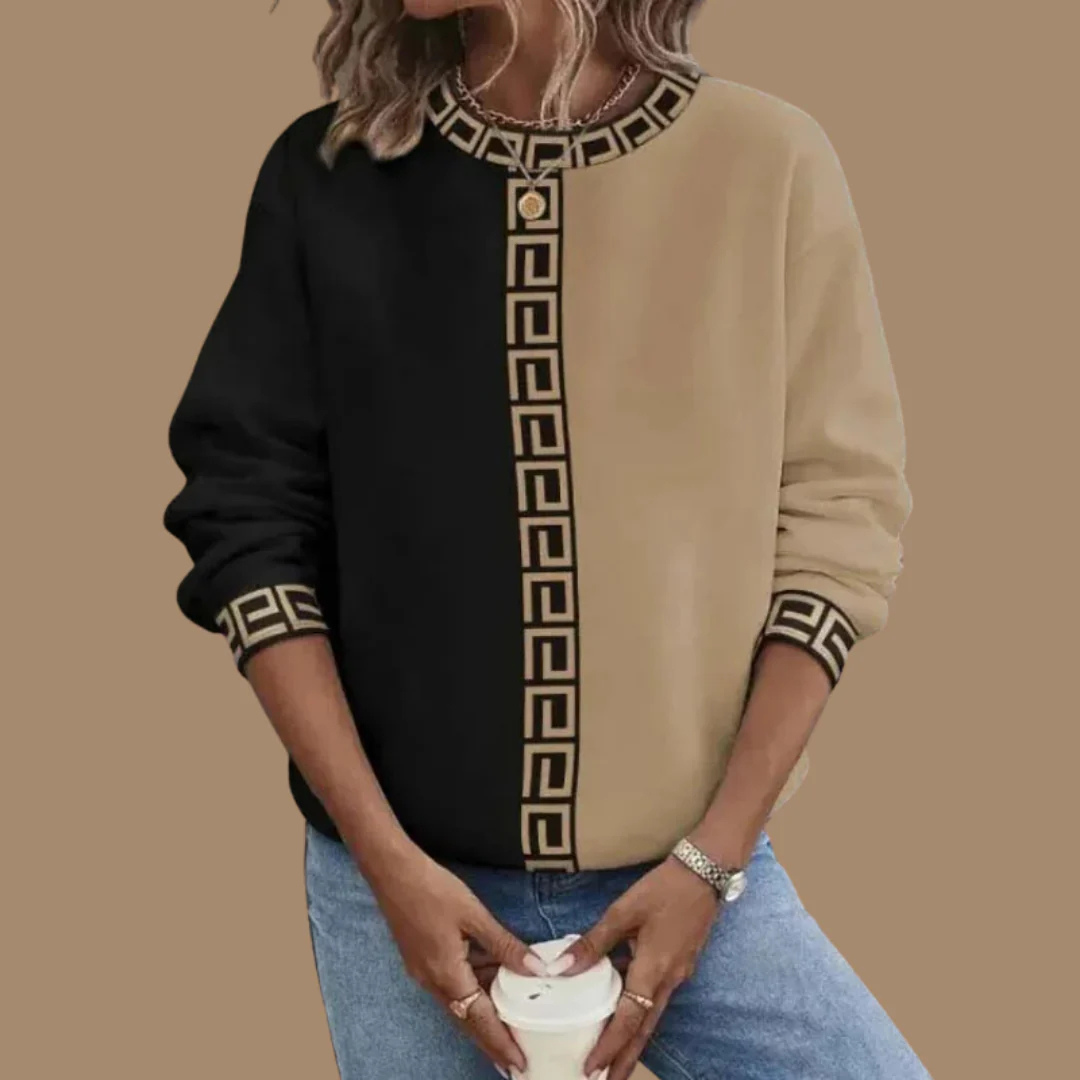 Elfriede | Damen Freizeit Sweatshirt mit Griechischer Schlüsselbordüre