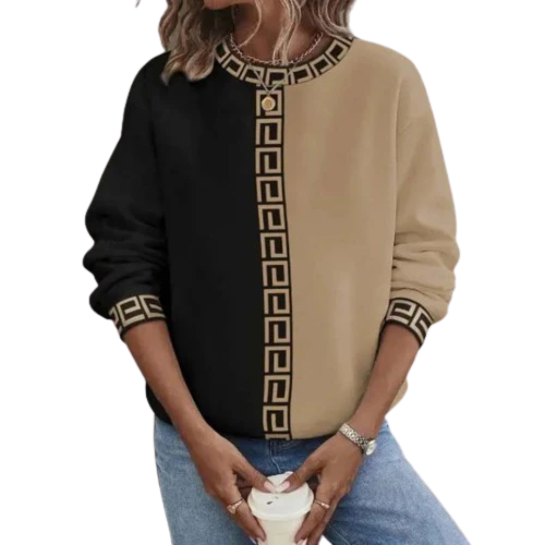 Elfriede | Damen Freizeit Sweatshirt mit Griechischer Schlüsselbordüre