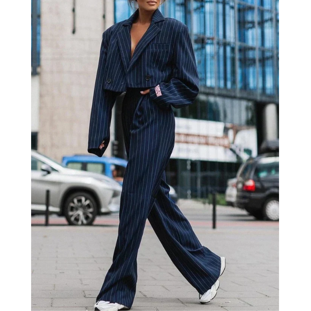 Irina | Damen Zweiteiliges Blazer Set mit Streifen
