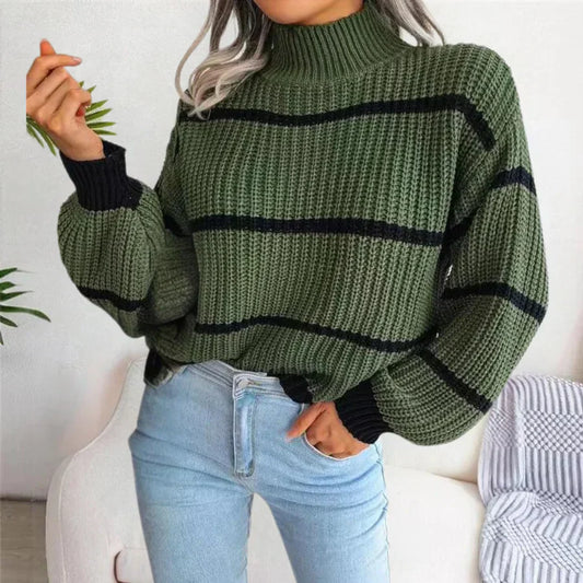 Johanna | Damen Grobstrickpullover mit Streifenmuster