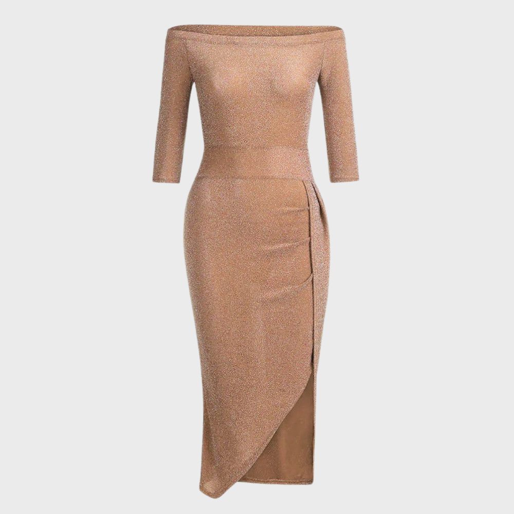 Elfriede | Schulterfreies Gerafftes Kleid Für Damen