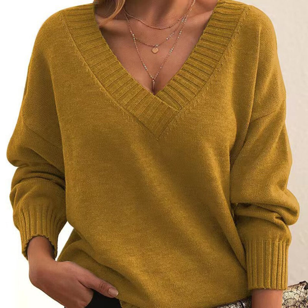 Edith | Lockerer V-Ausschnitt Pullover für Damen