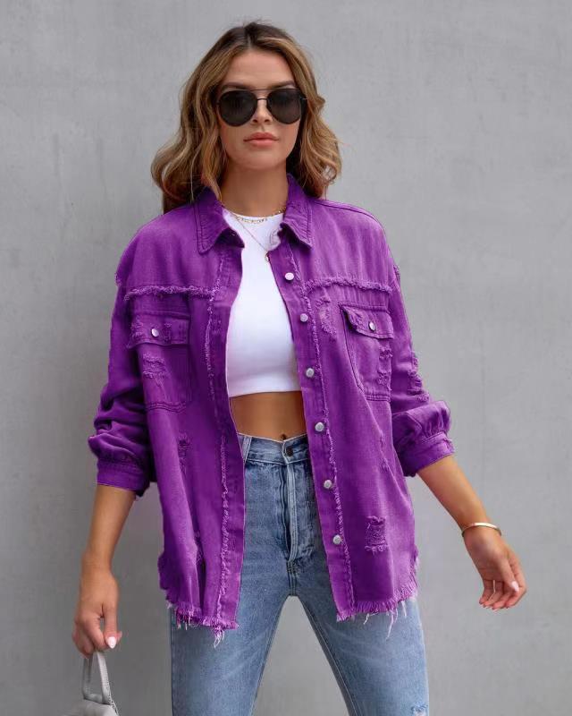 Pauline | Damen Winter Used-Jeansjacke