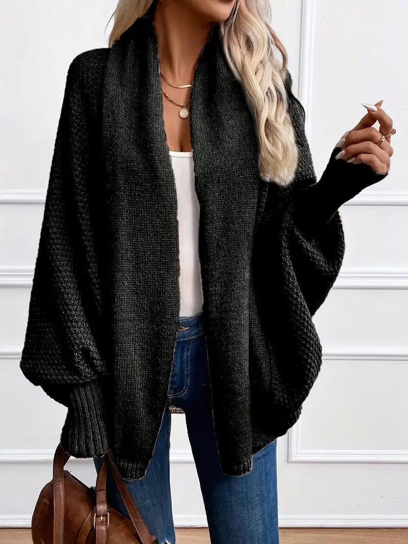 Andrea | Damen Winter-Cardigan mit Rippärmeln