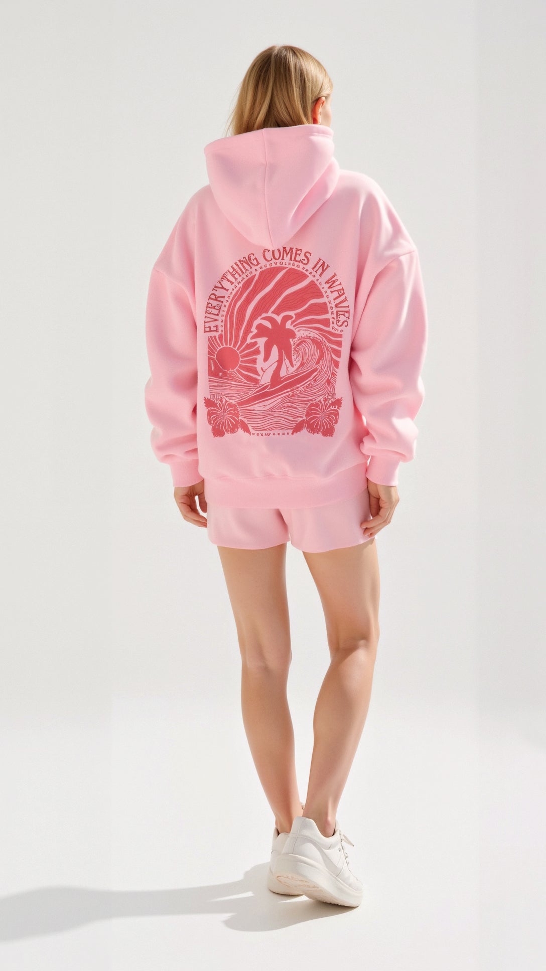 Annika | Damen Kapuzenpullover mit Tropenmuster und Kängurutasche