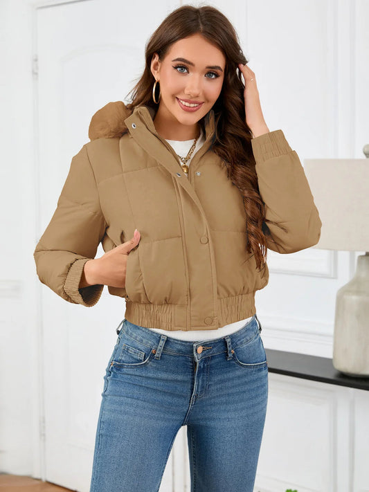 Anja | Damen Winter-Pufferjacke mit Kunstfellkapuze