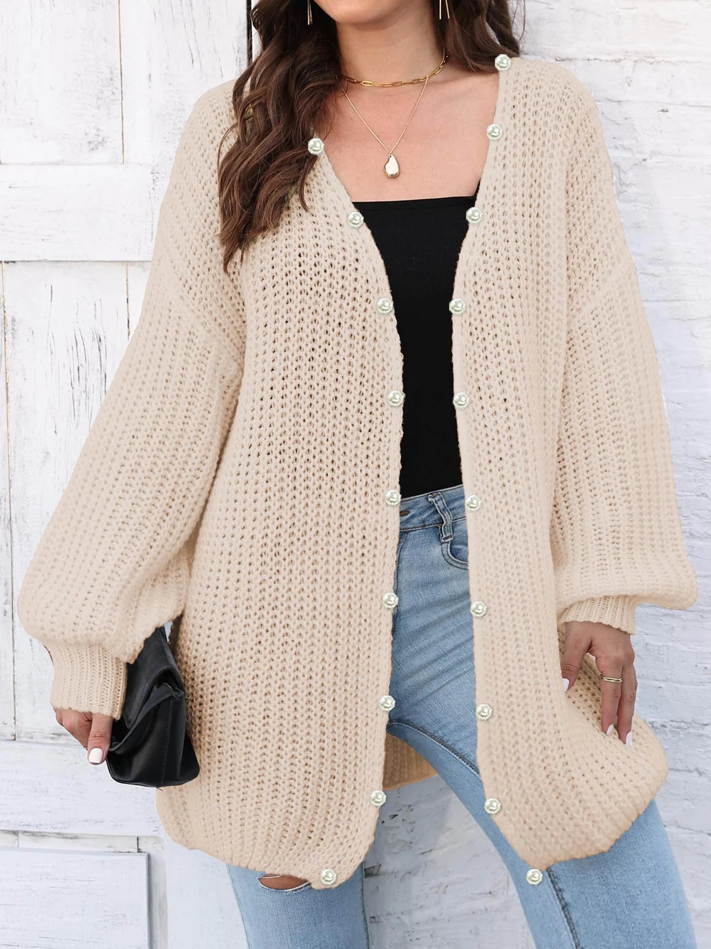 Lilian | Eleganter Damen-Cardigan mit Perlenknöpfen