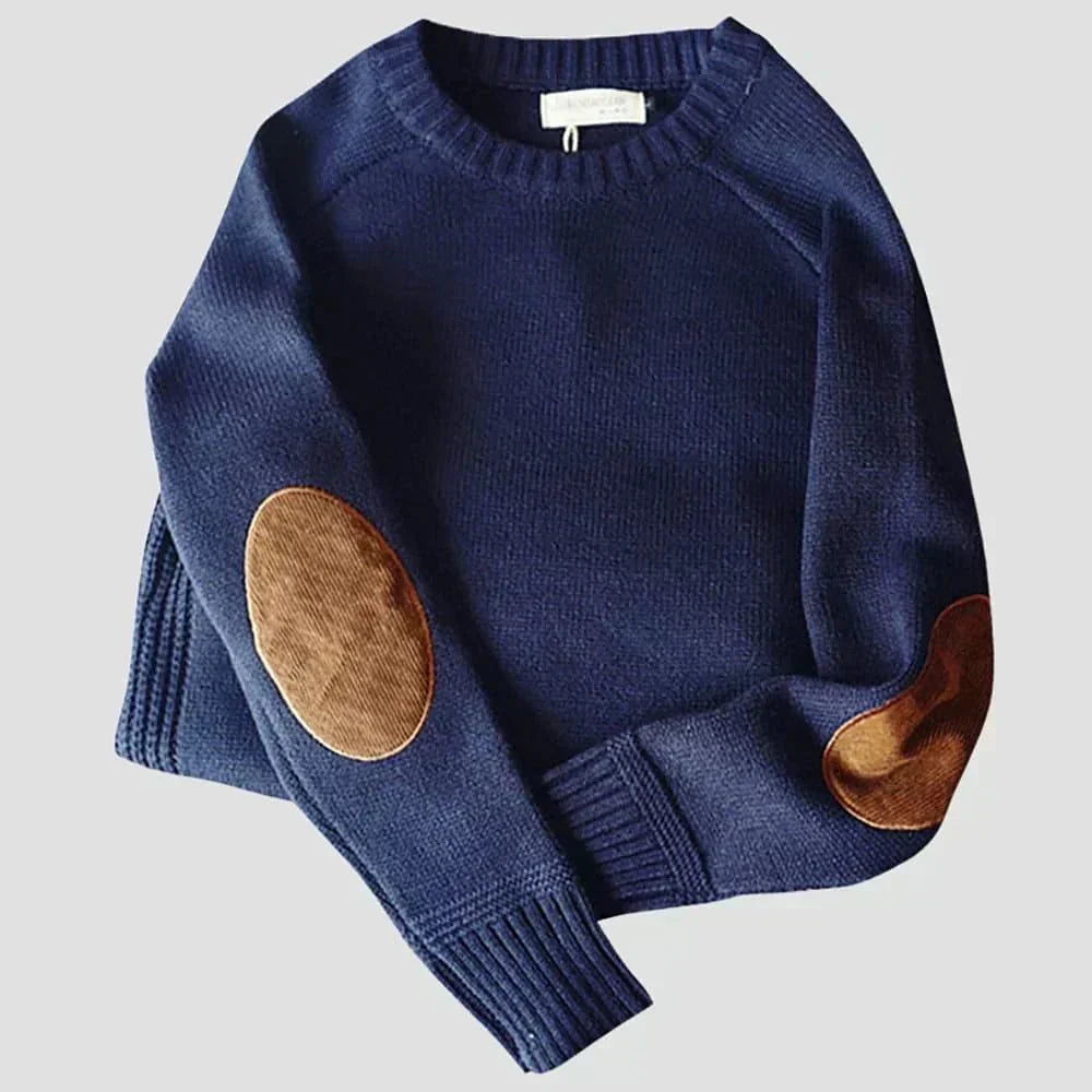 Nadine | Damen Winter-Strickpullover mit Ellenbogen-Patches