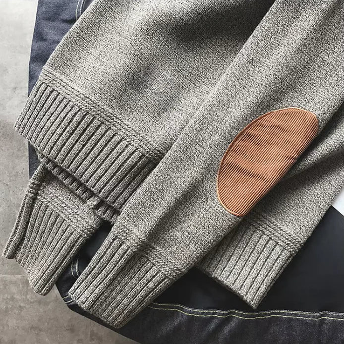 Nadine | Damen Winter-Strickpullover mit Ellenbogen-Patches