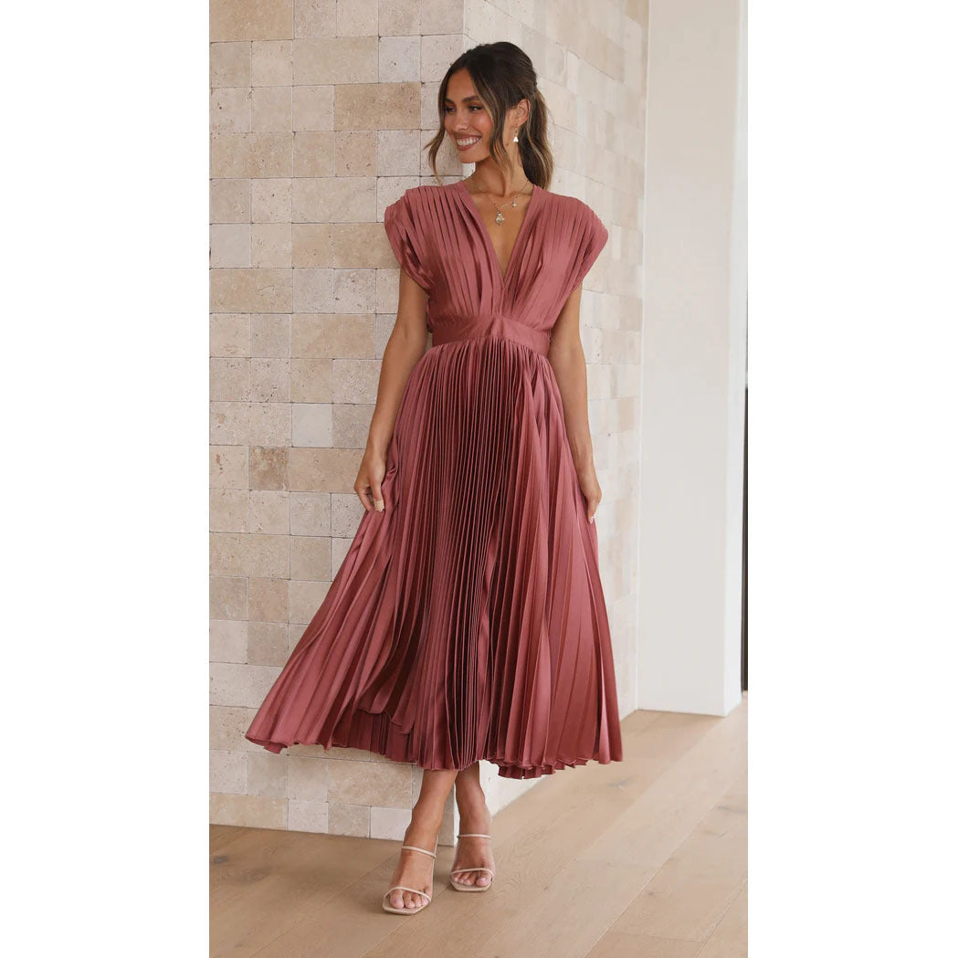 Regine | Elegantes Plissiertes Langkleid