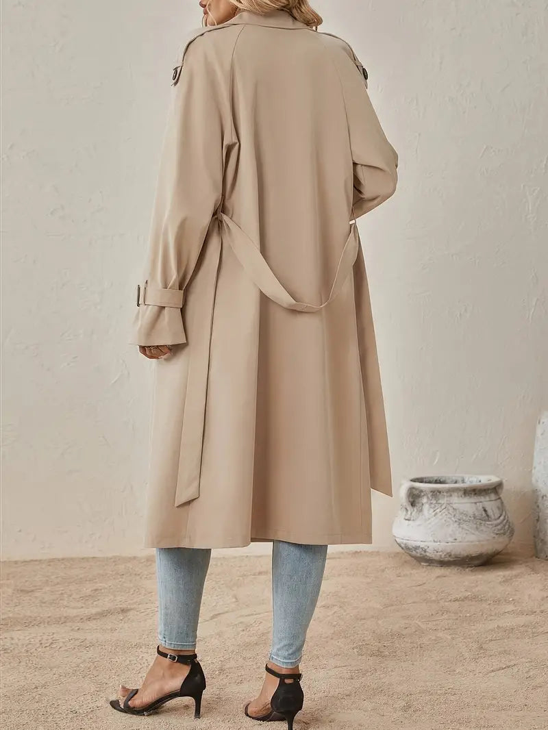 Leonie | Stylischer Langer Trenchcoat Knöpfen