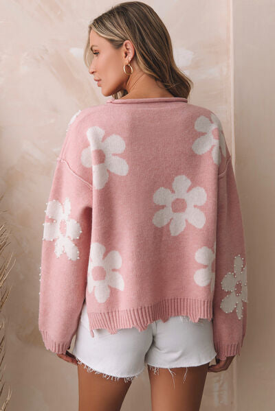 Felicia | Lässiger Oversize Pullover Blumenmuster Damen