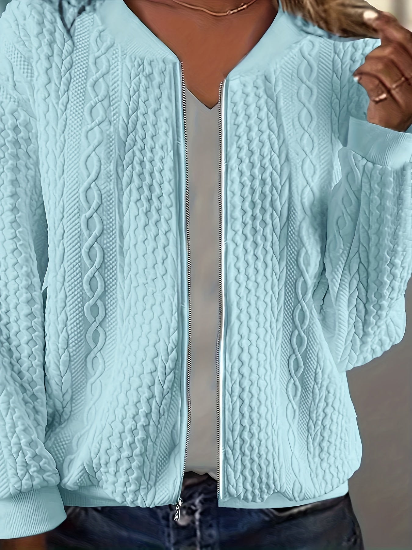 Helena | Damen Winter Zip-Up Strickcardigan mit Struktur