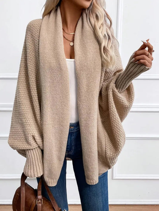 Andrea | Damen Winter-Cardigan mit Rippärmeln