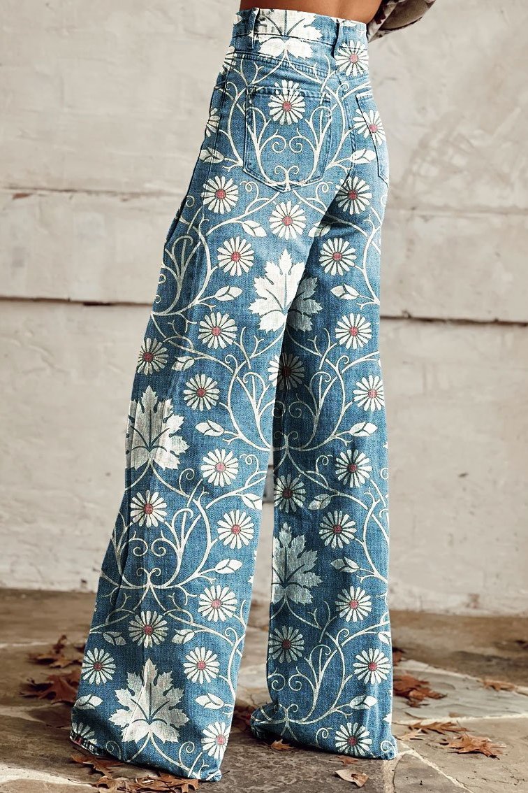 Emilia | Schlagjeans mit Blumenranken-Muster