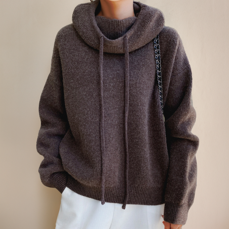 Nicole | Damen Winterpullover mit Kapuze und lockerem Schnitt