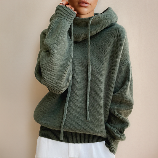 Nicole | Damen Winterpullover mit Kapuze und lockerem Schnitt