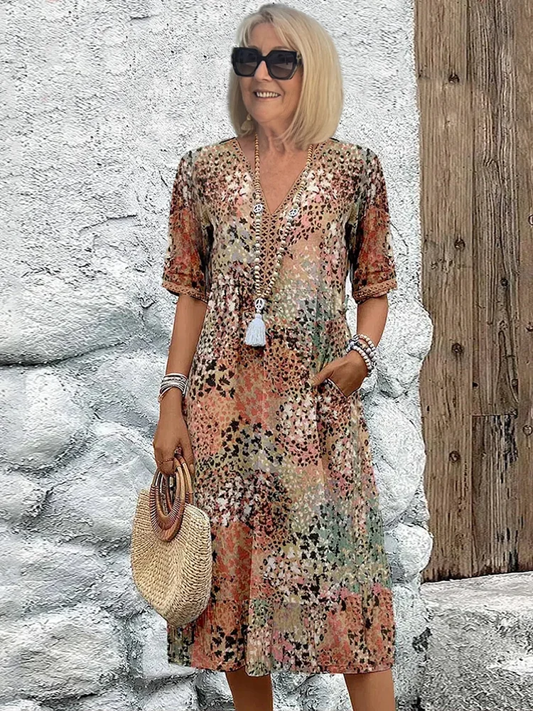 Angela | Stilvolles Sommer-Maxikleid mit Print