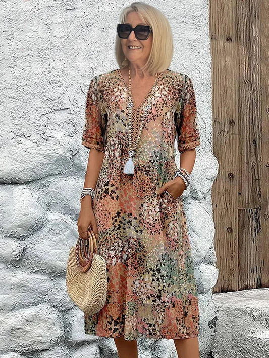 Angela | Stilvolles Sommer-Maxikleid mit Print