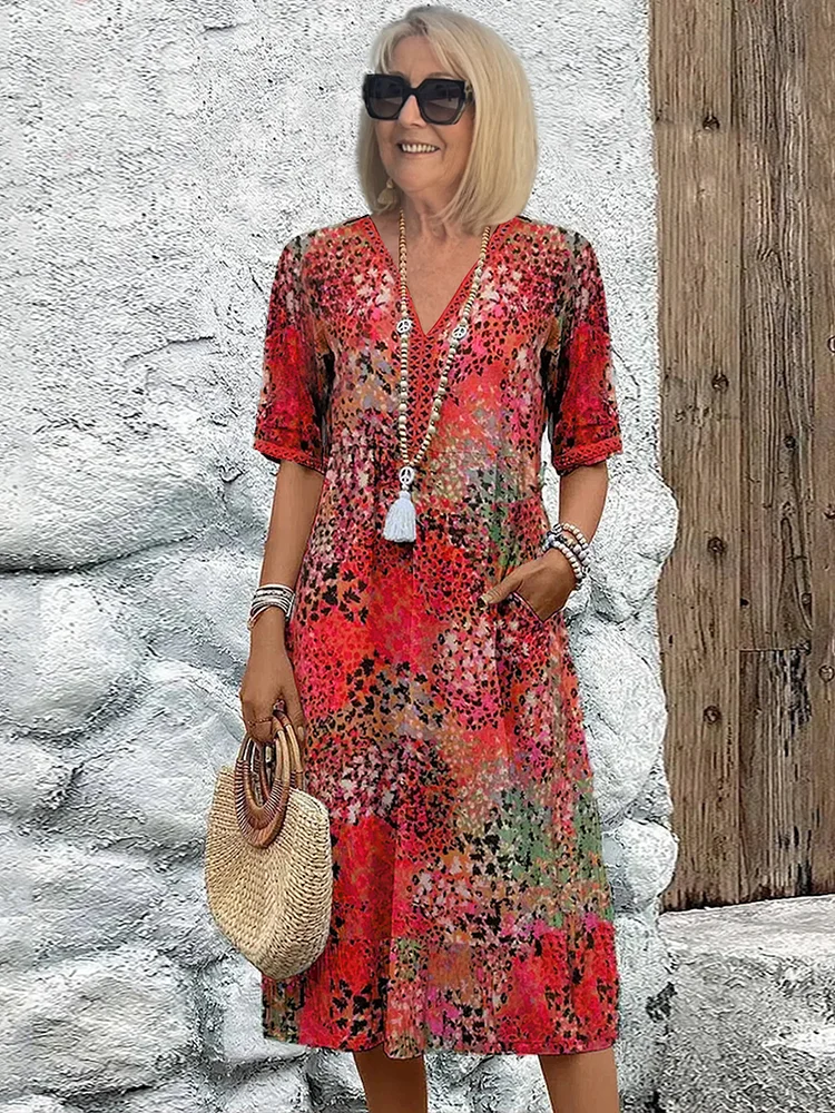 Angela | Stilvolles Sommer-Maxikleid mit Print