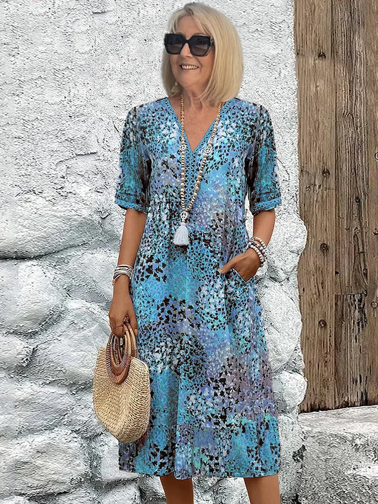 Angela | Stilvolles Sommer-Maxikleid mit Print