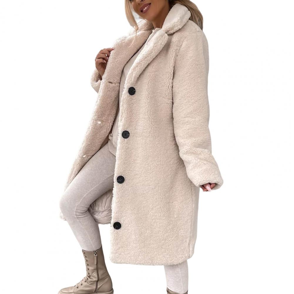 Jana | Damen Langer Teddy-Mantel mit Kunstpelz