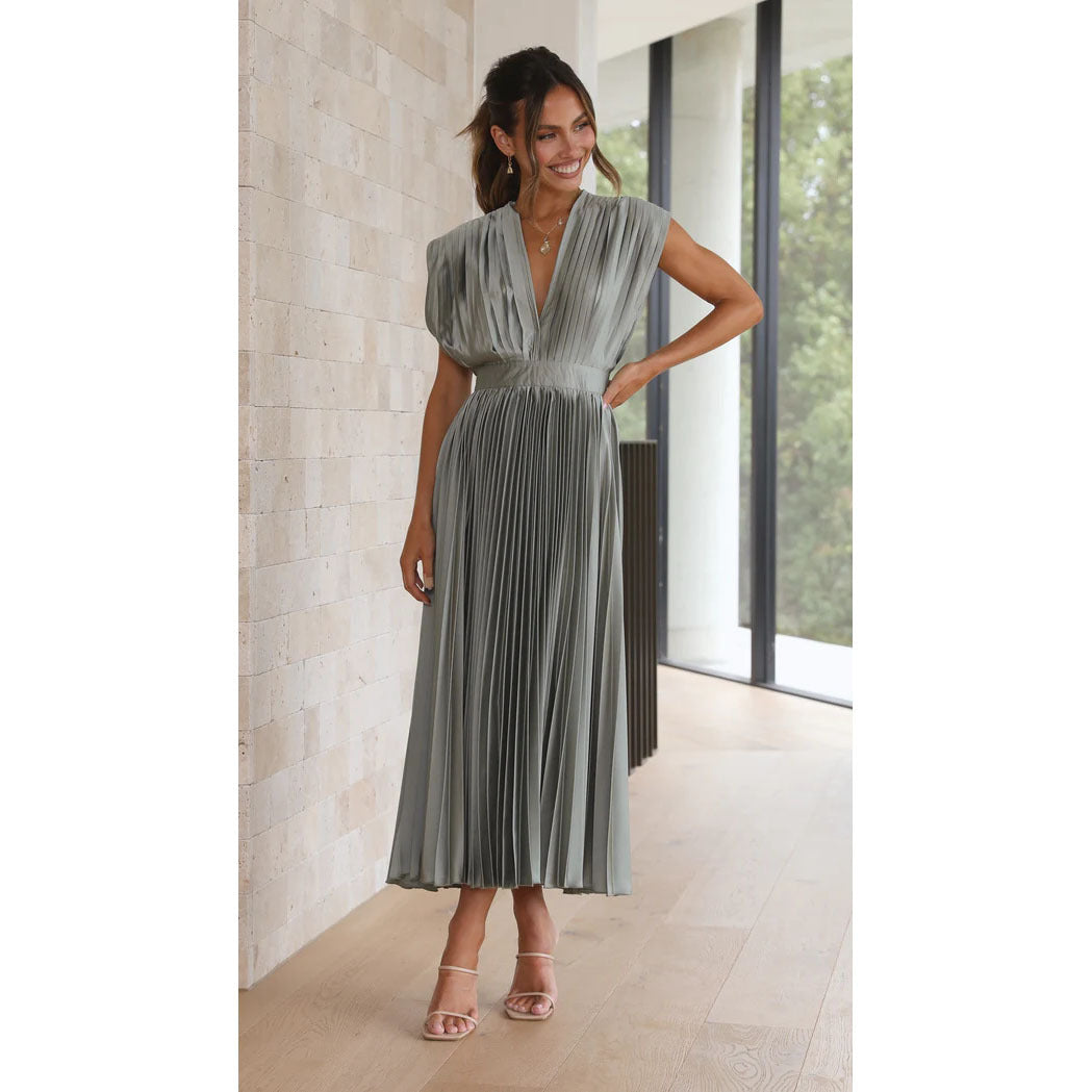 Regine | Elegantes Plissiertes Langkleid