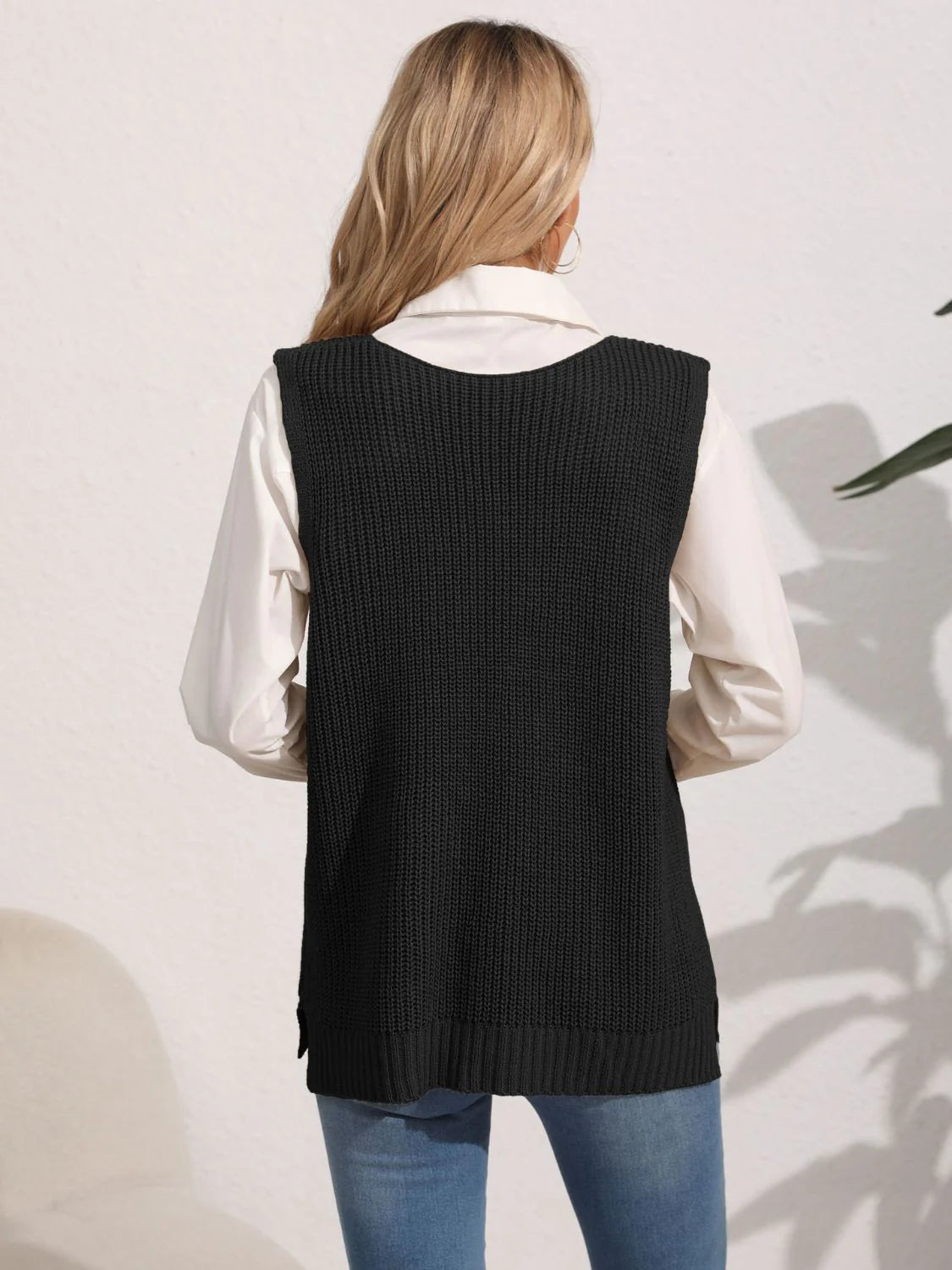 Kathrin | Damen Winter-Pulloverweste mit Perlendetails
