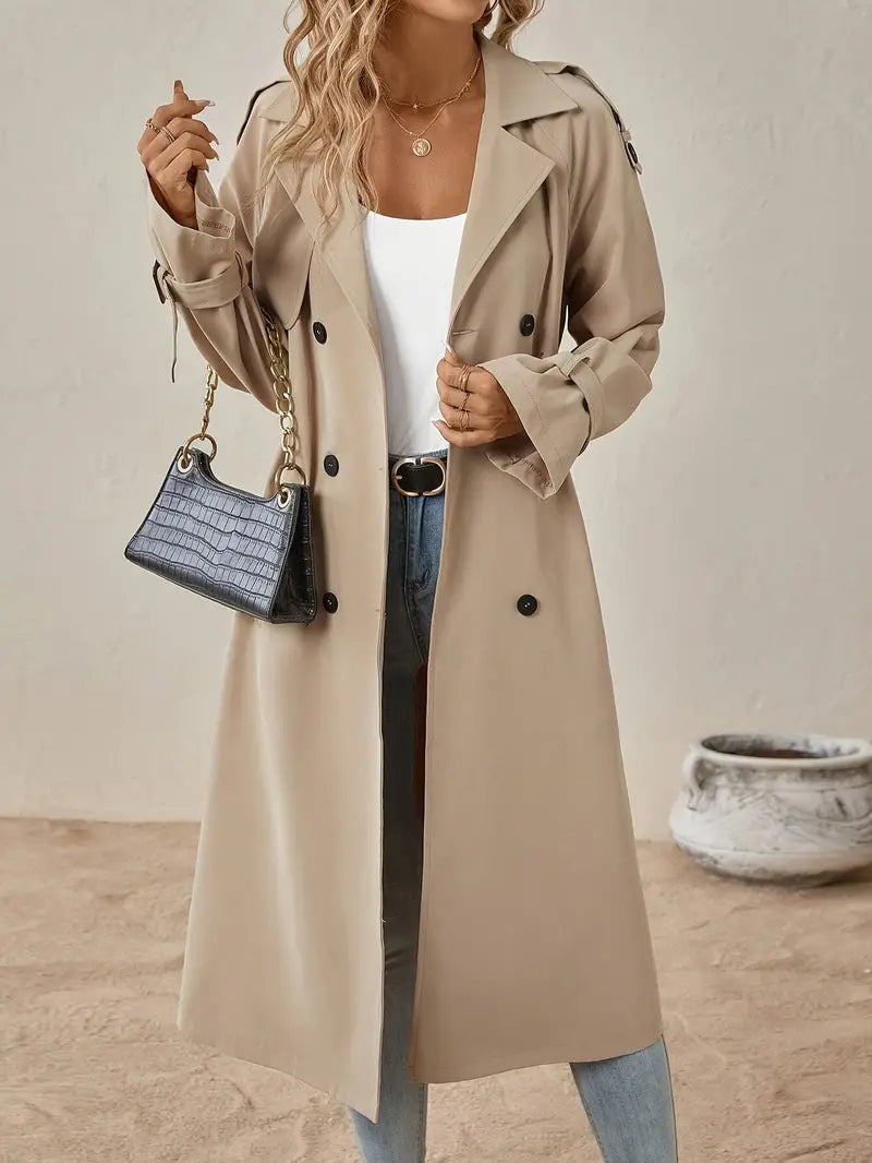 Leonie | Stylischer Langer Trenchcoat Knöpfen